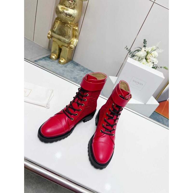 Balmain Ranger Romy Jacquard Booties Red