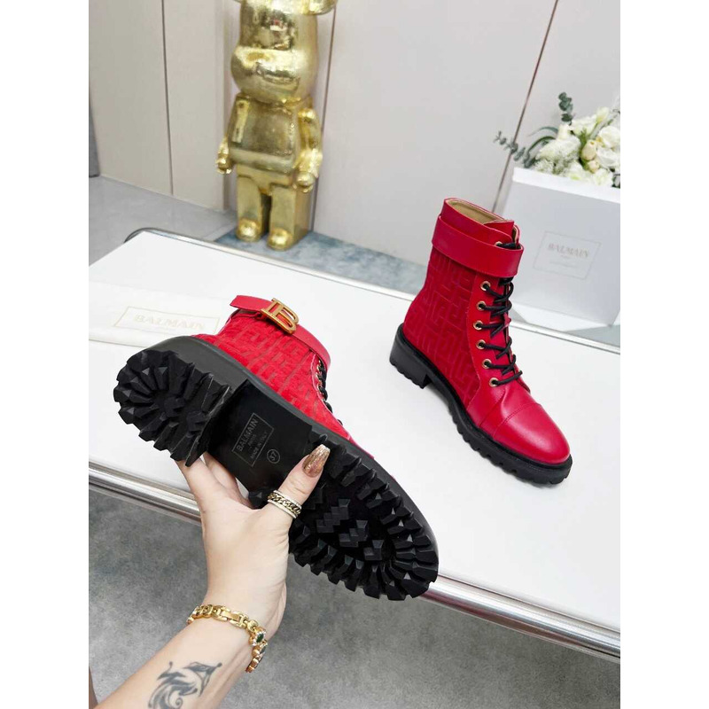 Balmain Ranger Romy Jacquard Booties Red