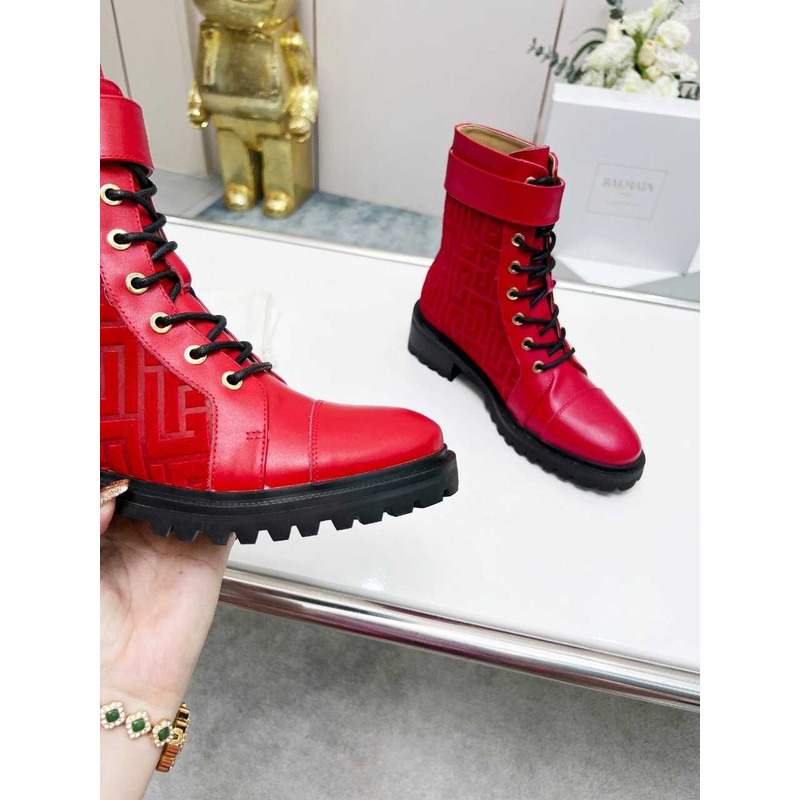Balmain Ranger Romy Jacquard Booties Red