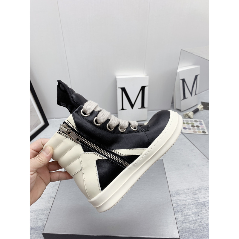 Rick Owens Geobasket High Top Sneakers Thick Lace Black