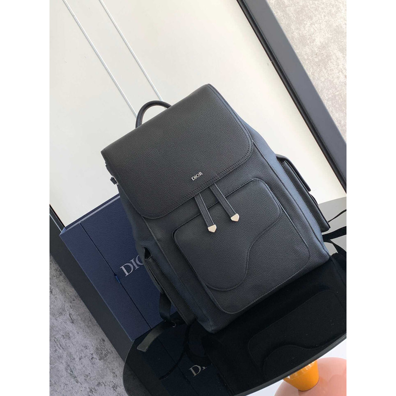 D*or saddle rucksack black grained-leather (calf)