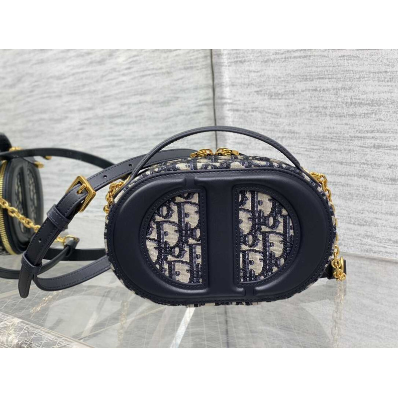 D*or cd logo oval camera bag blue D*or oblique jacquard