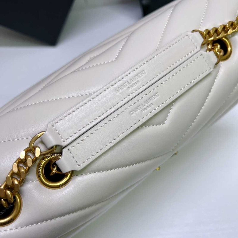 Saint Laurent Loulou Medium Bag In Quilted Leather White