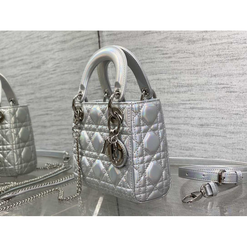 D*or mini lady D*or bag lambskin opaline gray