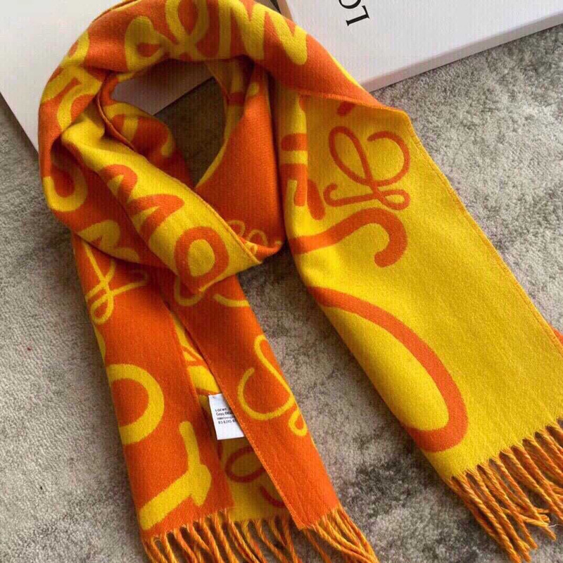 Loewe Luo Yiwei Unisex Graffiti Double-sided Scarf Red And Yellow