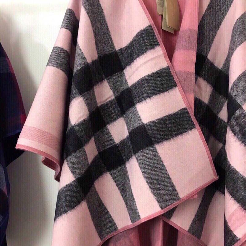 B**rry check flared cape coat pink