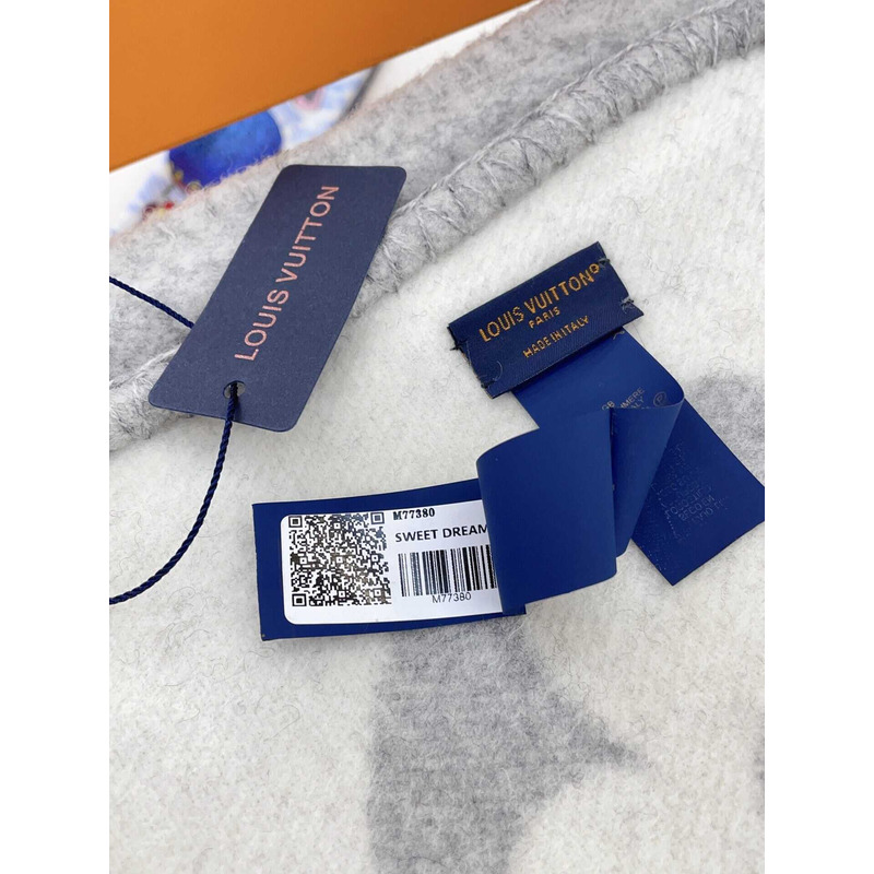 l**is V*t*n  cashmere wool double-sided wide scarf/shawl gray
