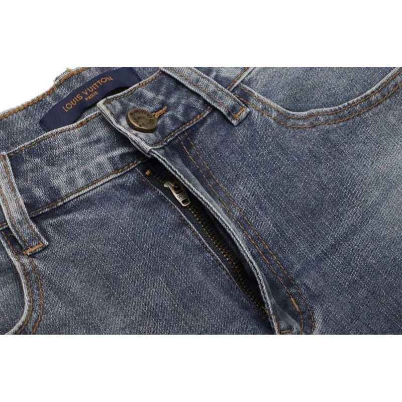 l**is V*t*n catton print logo jeans blue