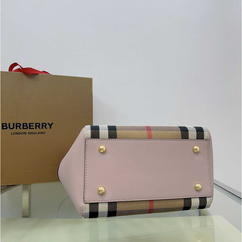 B**rry canterbury tote shoulder bag house check derby canvas pink leather