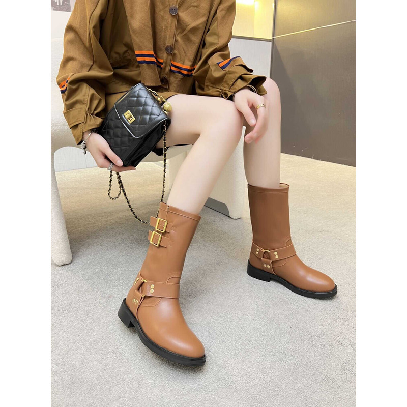 Ce**e biker boots calf leather brown