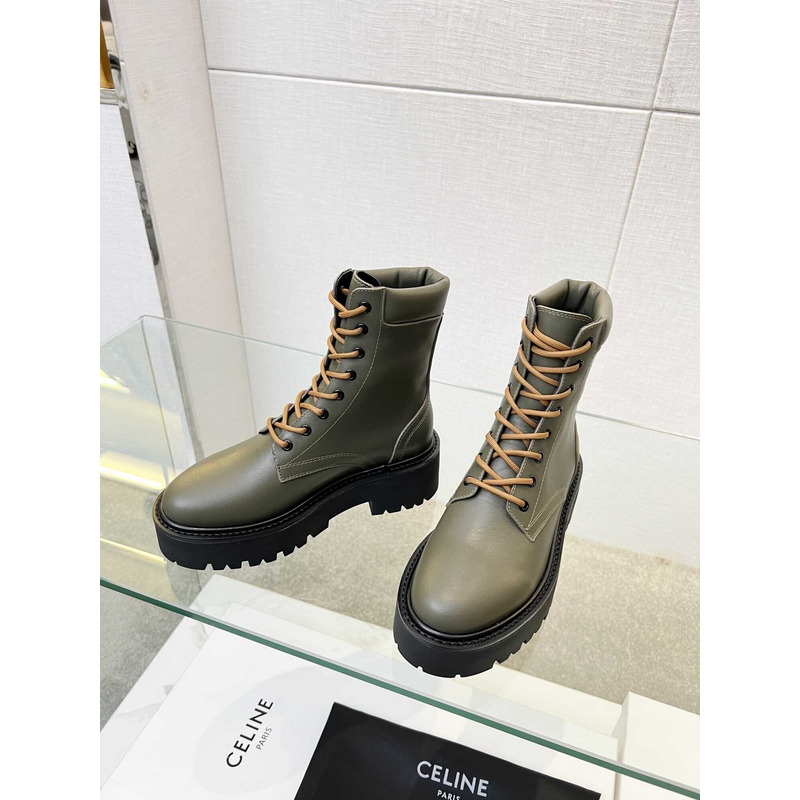 Ce**e lace-up boot with triomphe bulky calfskin green