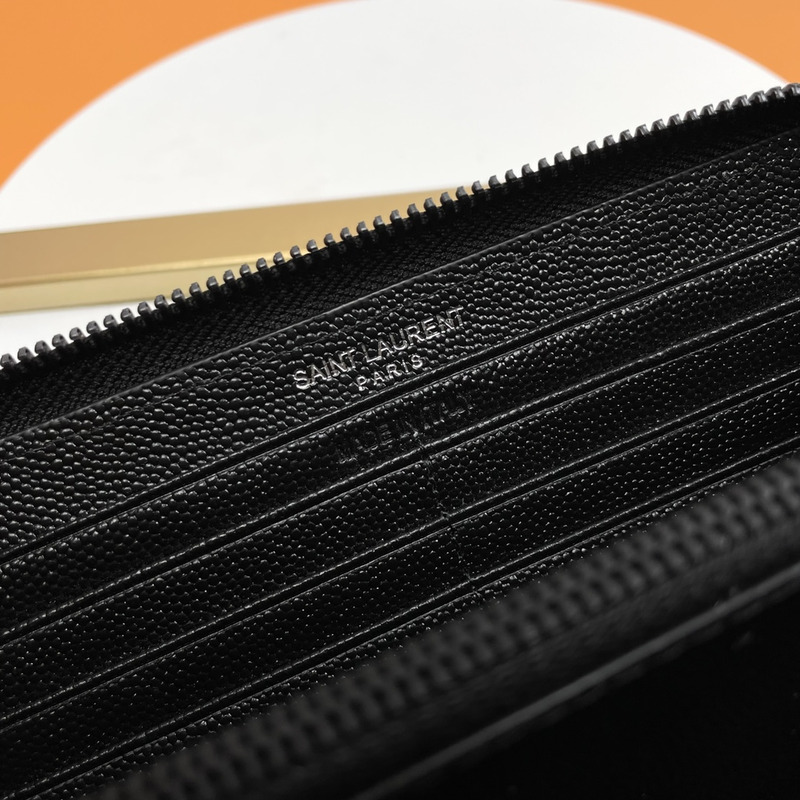 Saint Laurent Cassandre Mattelasse Zip Around Wallet Leather Black