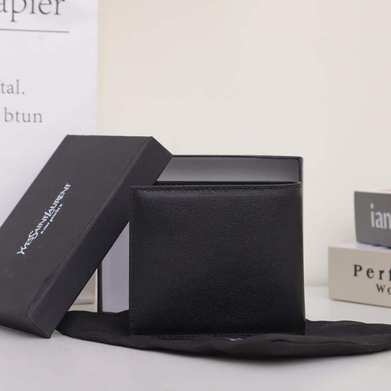 Saint Laurent Tiny Cassandre East/West Wallet In Matte Leather Black