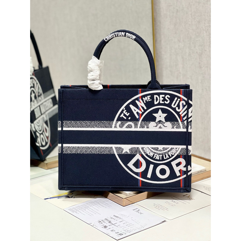 D*or medium D*or book tote blue D*or union embroidery
