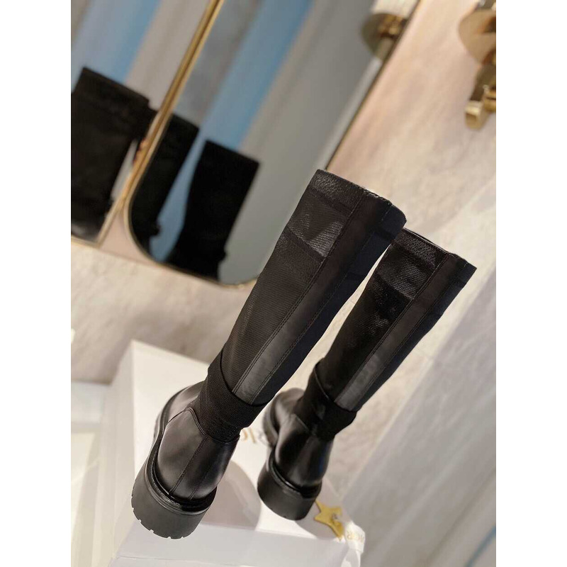 D*or d-major boot technical fabric calfskin black