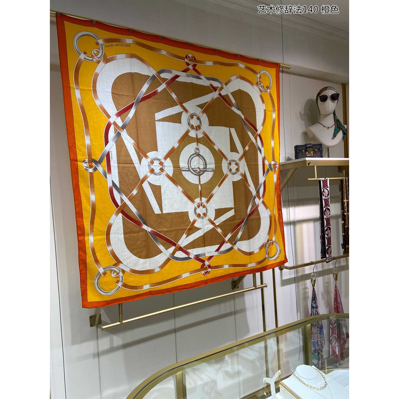 H**mes figure artistique scarf 90 yellow