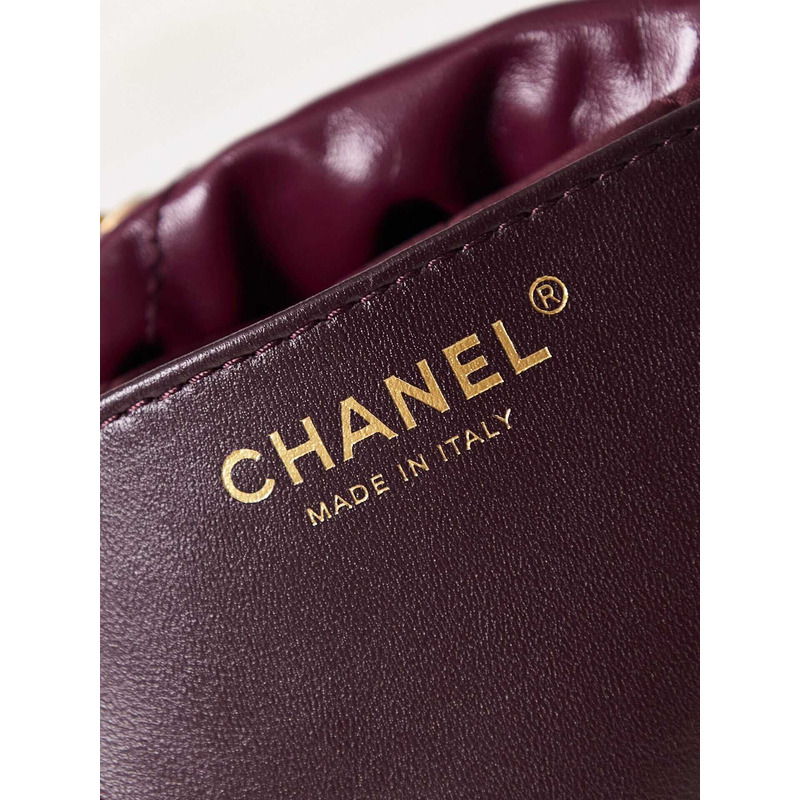 Ch*el 22 mini handbang shiny calfskin & gold-tone metal pale purple