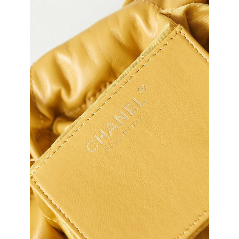 Ch*el 22 mini handbang shiny calfskin & gold-tone metal pale yellow