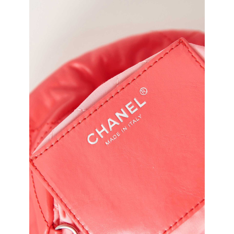 Ch*el 22 mini handbang shiny calfskin & gold-tone metal pale pink