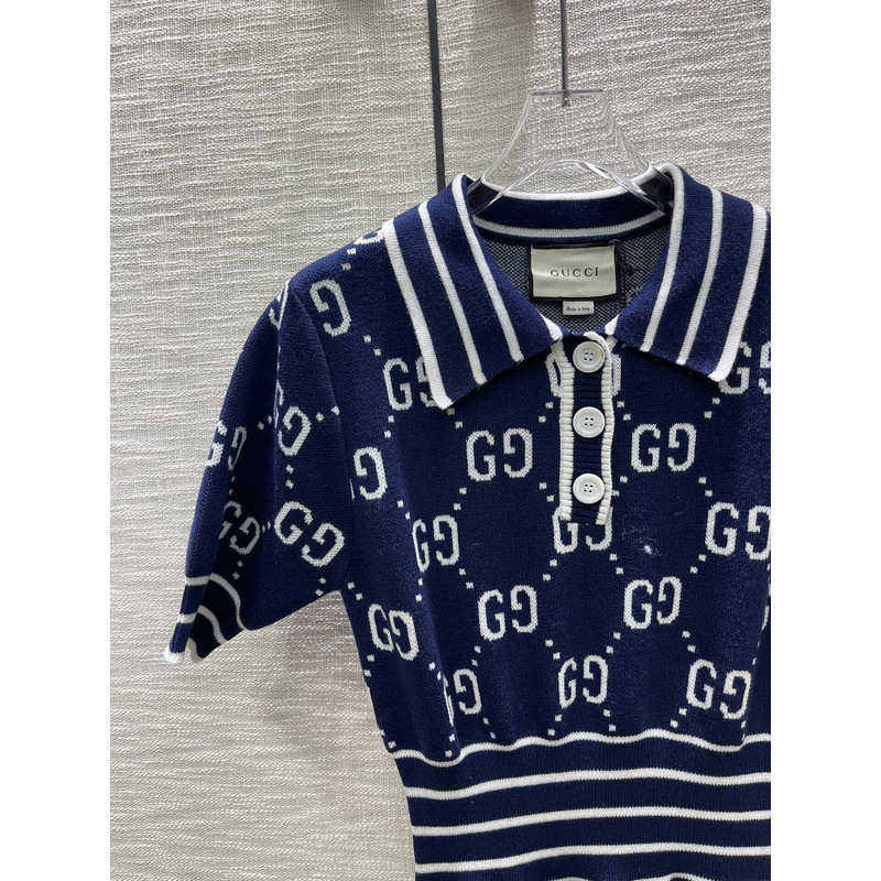 G*u*i gg cotton jacquard dress blue
