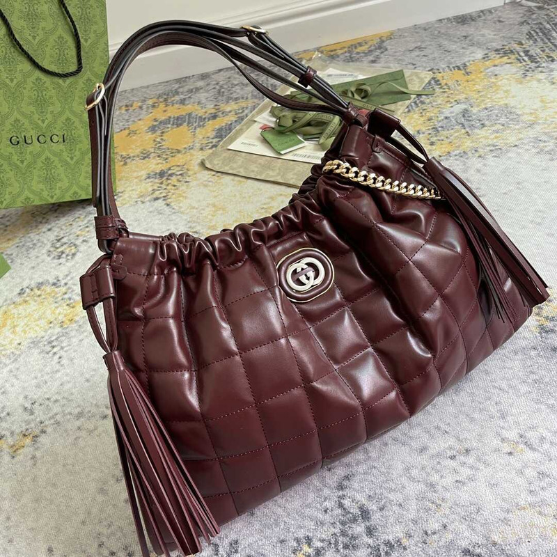 G*u*i deco medium tote bag burgundy