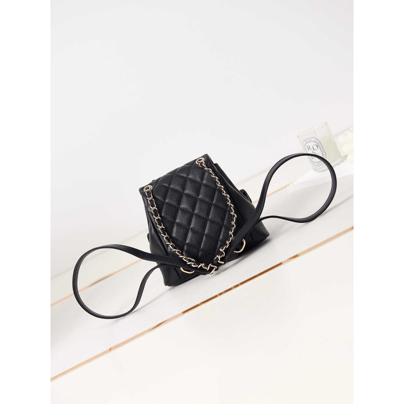 Ch*el leather backpack black