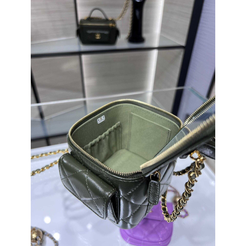 Ch*el 22k leather vanity green