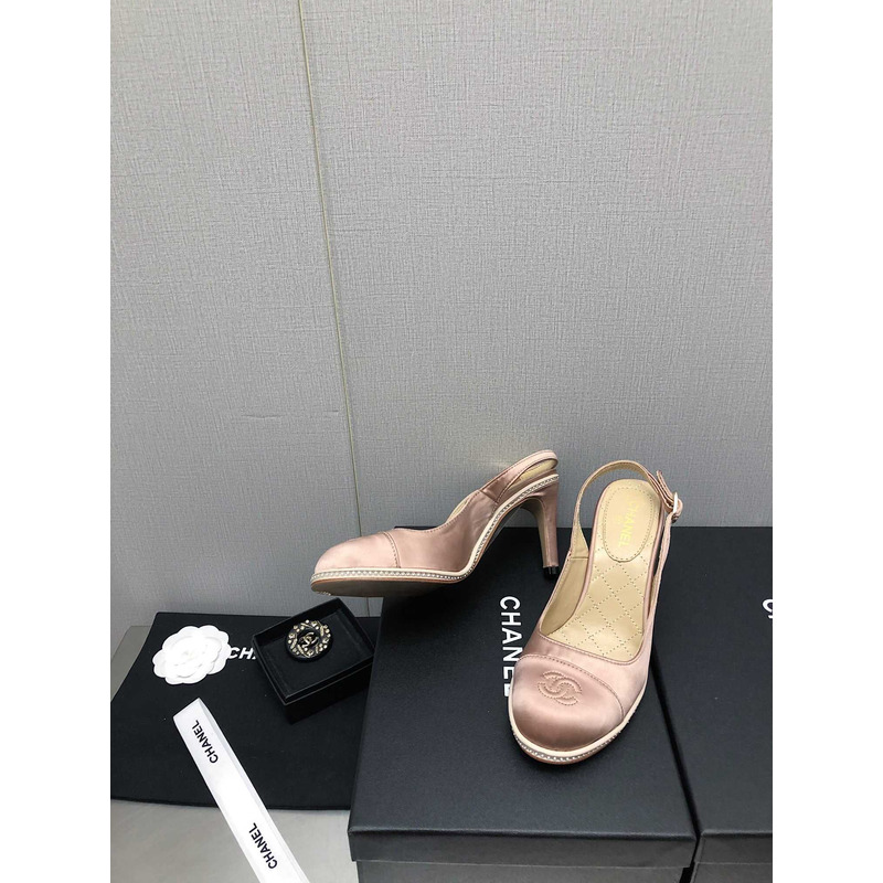 ch*el sling-back satin &Di*m*nd light pink