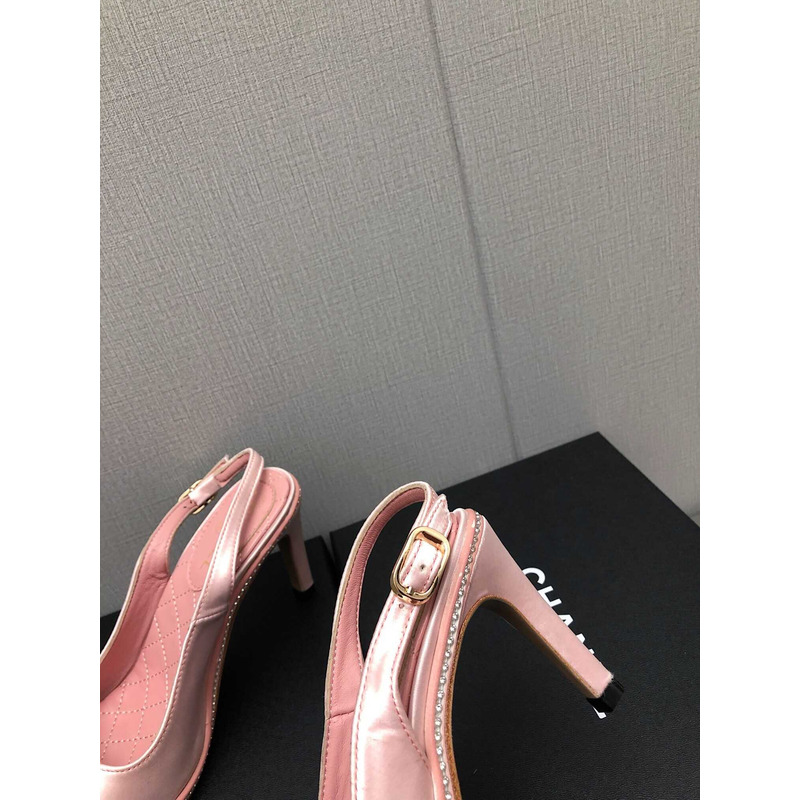 ch*el sling-back satin &Di*m*nd pink