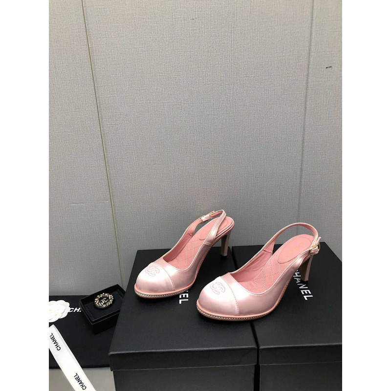 ch*el sling-back satin &Di*m*nd pink