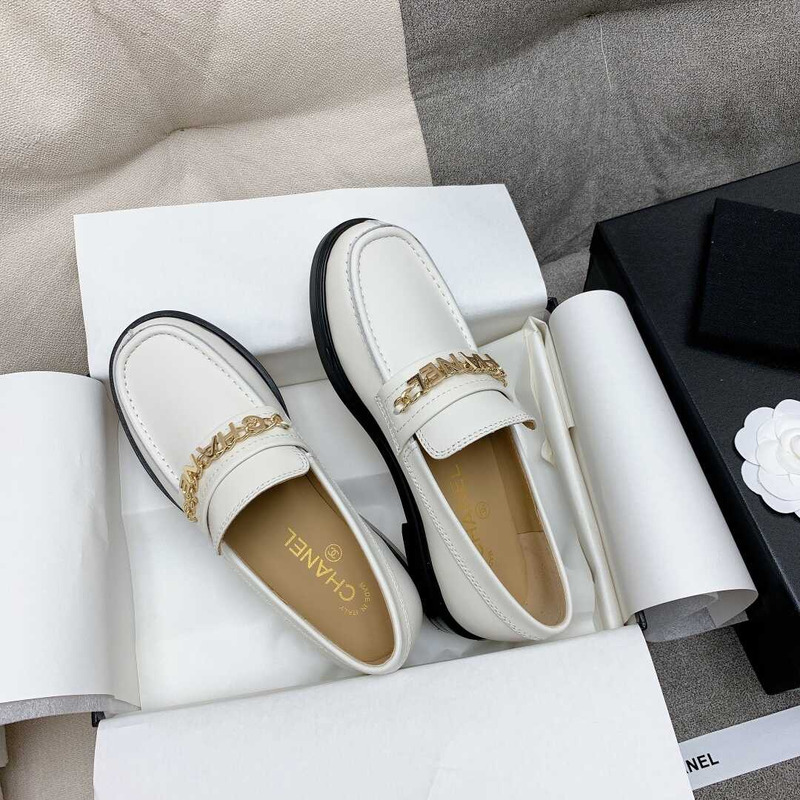 Ch*el casual shoes calfskin white
