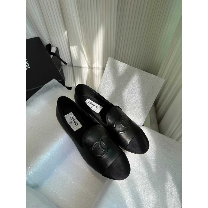 Ch*el cc lambskin loafters black