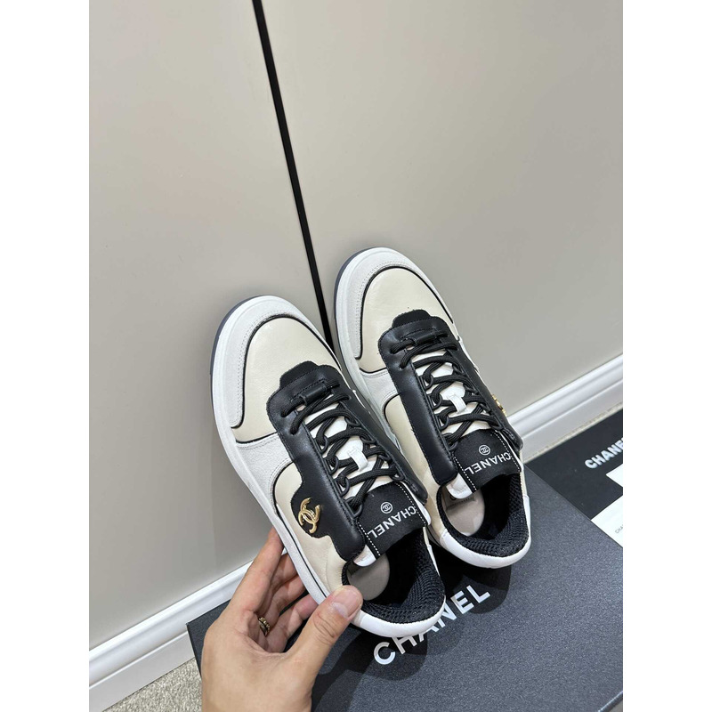 Ch*el sneakers lambskin & suede calfskin white,black,beige