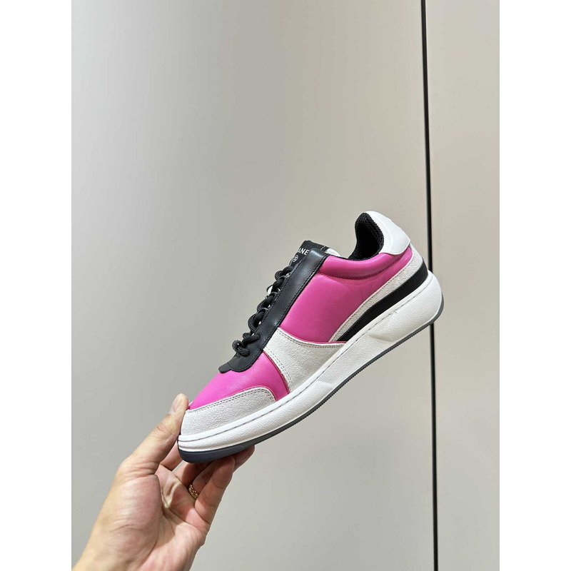 Ch*el sneakers lambskin & suede calfskin dark pink, gray & black