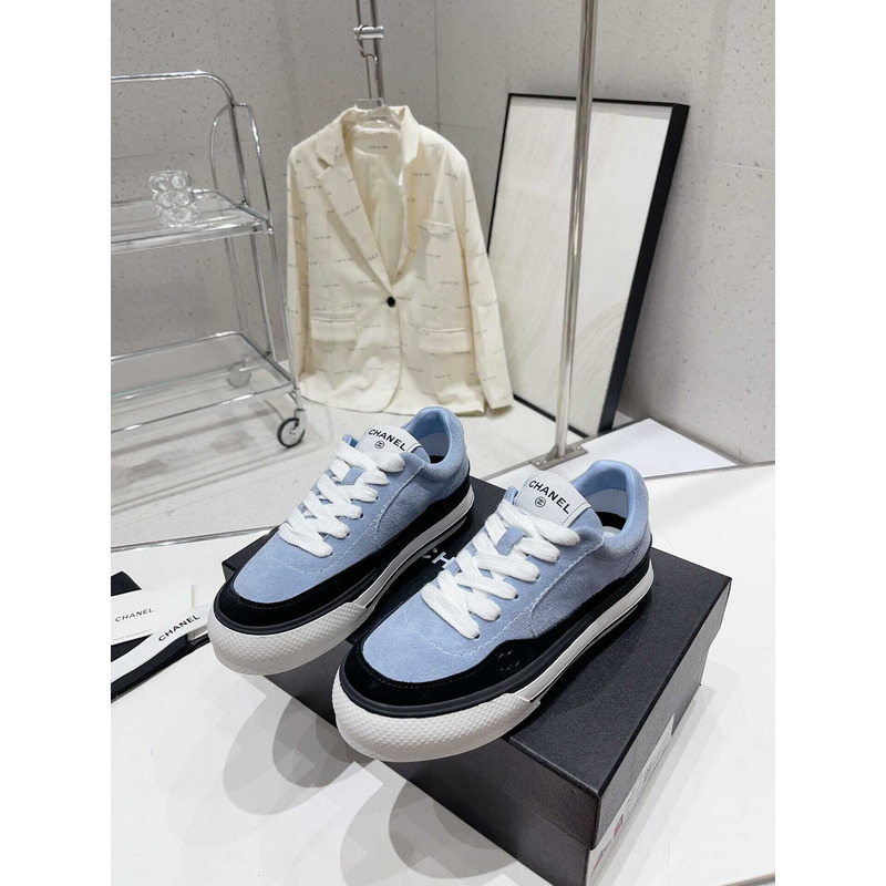 Ch*el velvet & suede calfskin black & blue