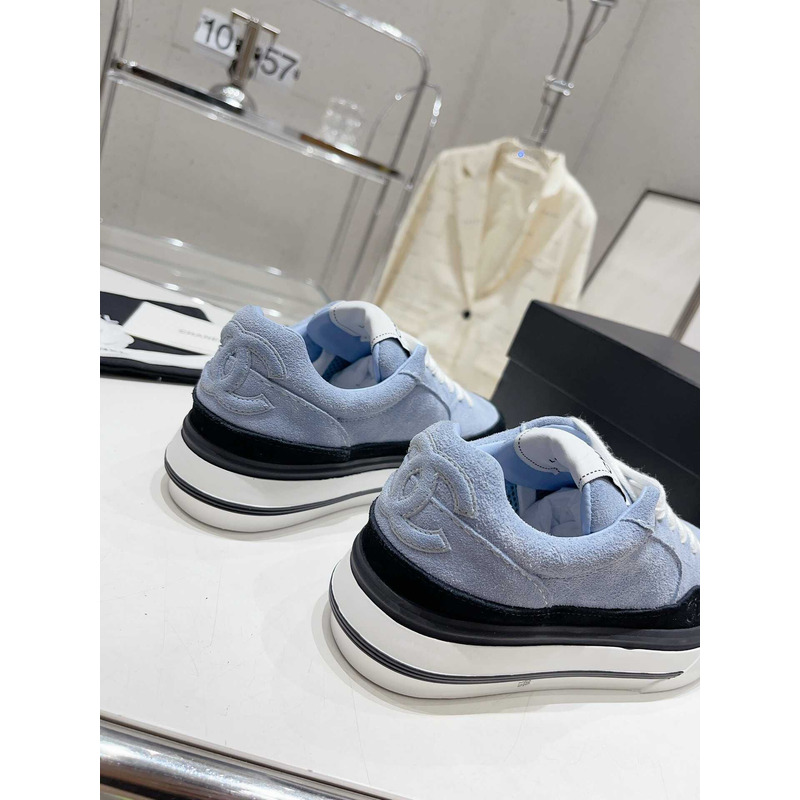 Ch*el velvet & suede calfskin black & blue