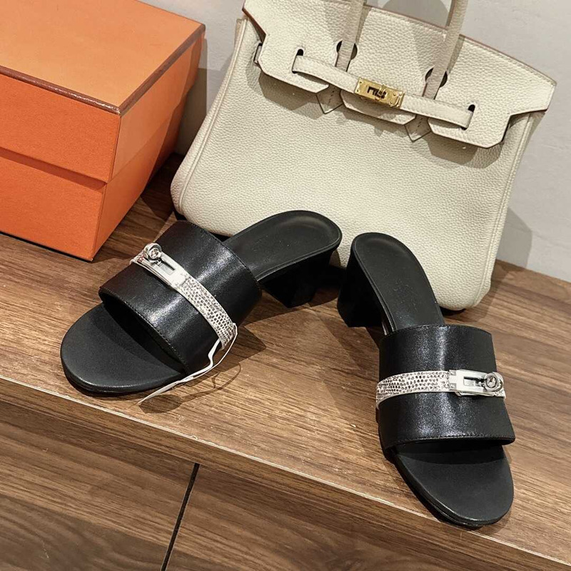 H**mes gigi 50 sandals black and silver