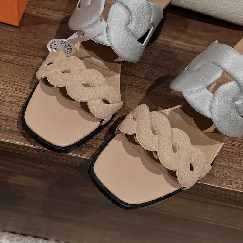 H**mes gaby 60 sandals beige and silver