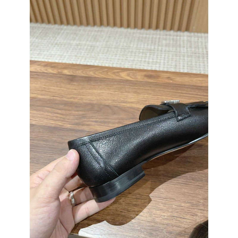 H**mes goatskin womens royal loafers black