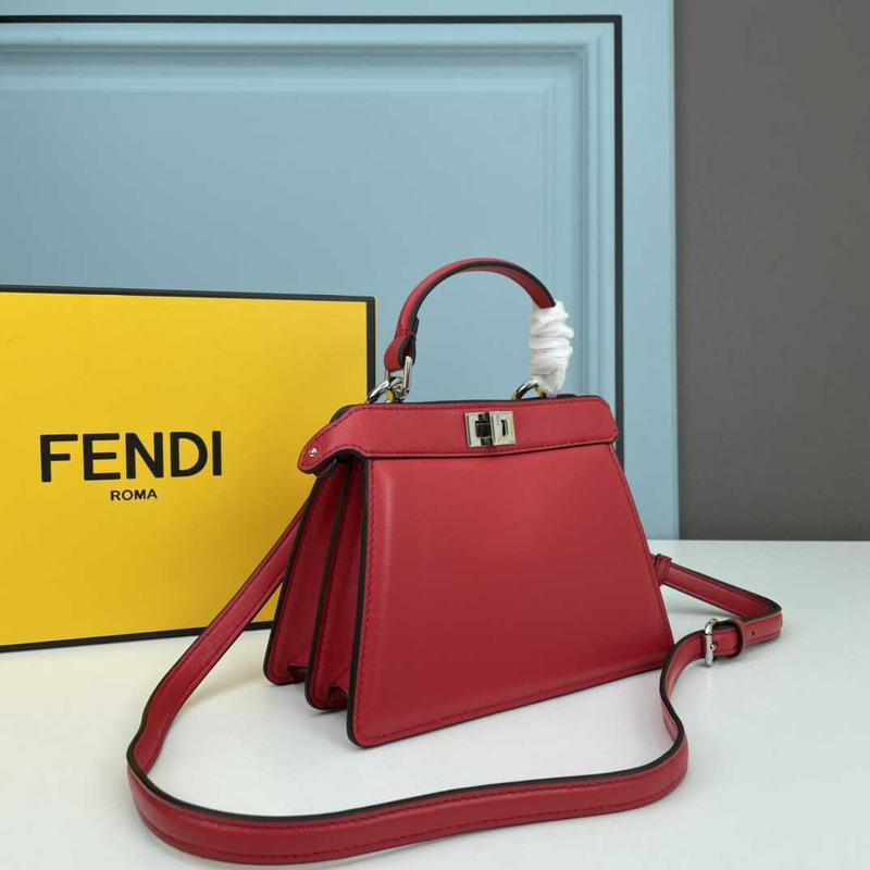F**di peekaboo mini bag leather pouch red