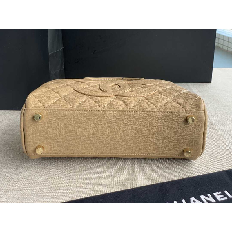 Ch*el bowling bag leather beige