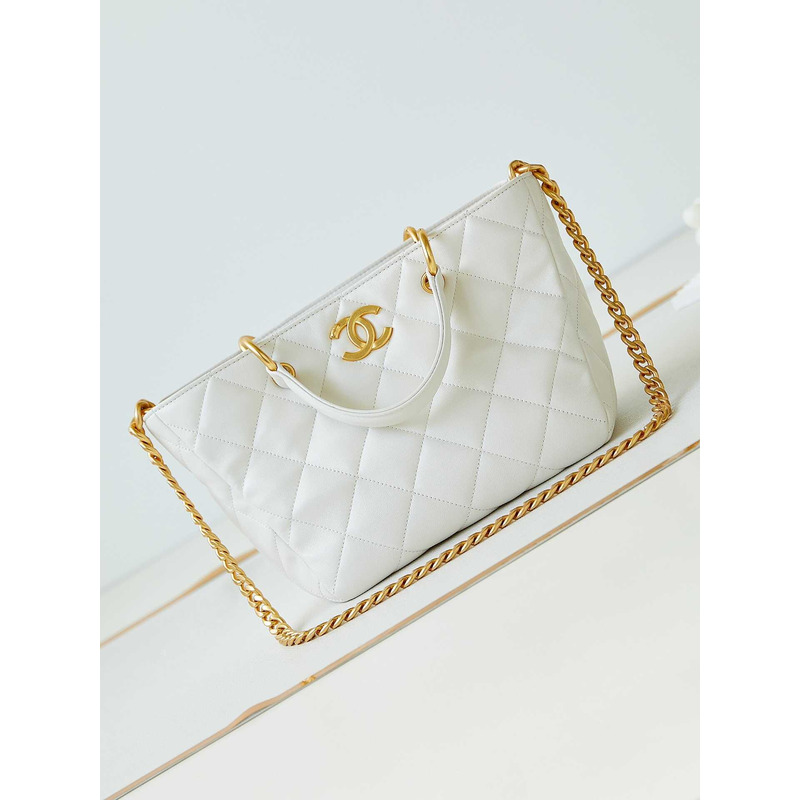 Ch*el quilted lambskin bag white