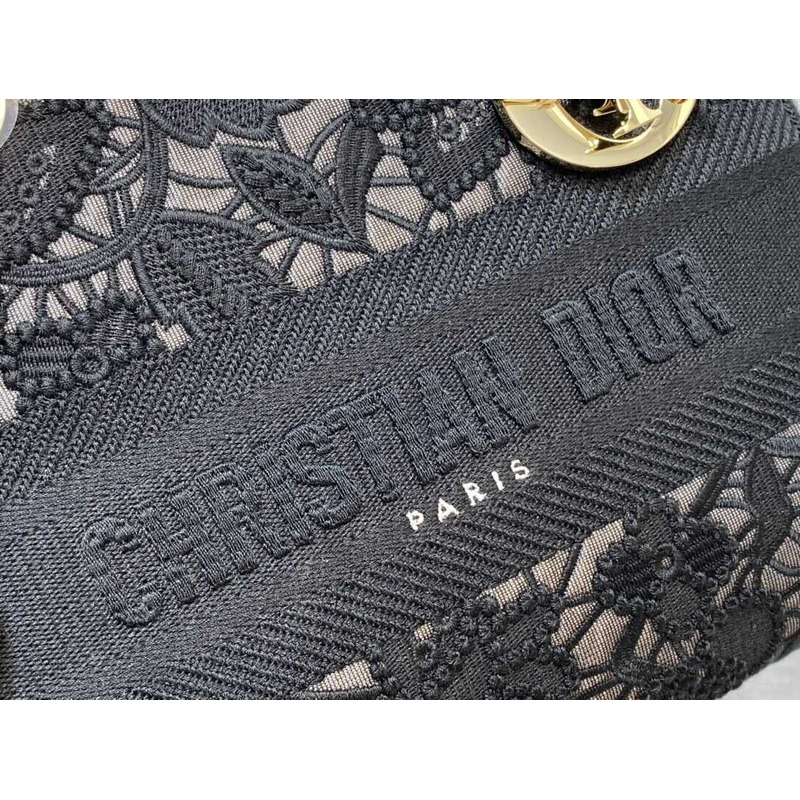 D*or  medium lady d-lite bag embroidery black