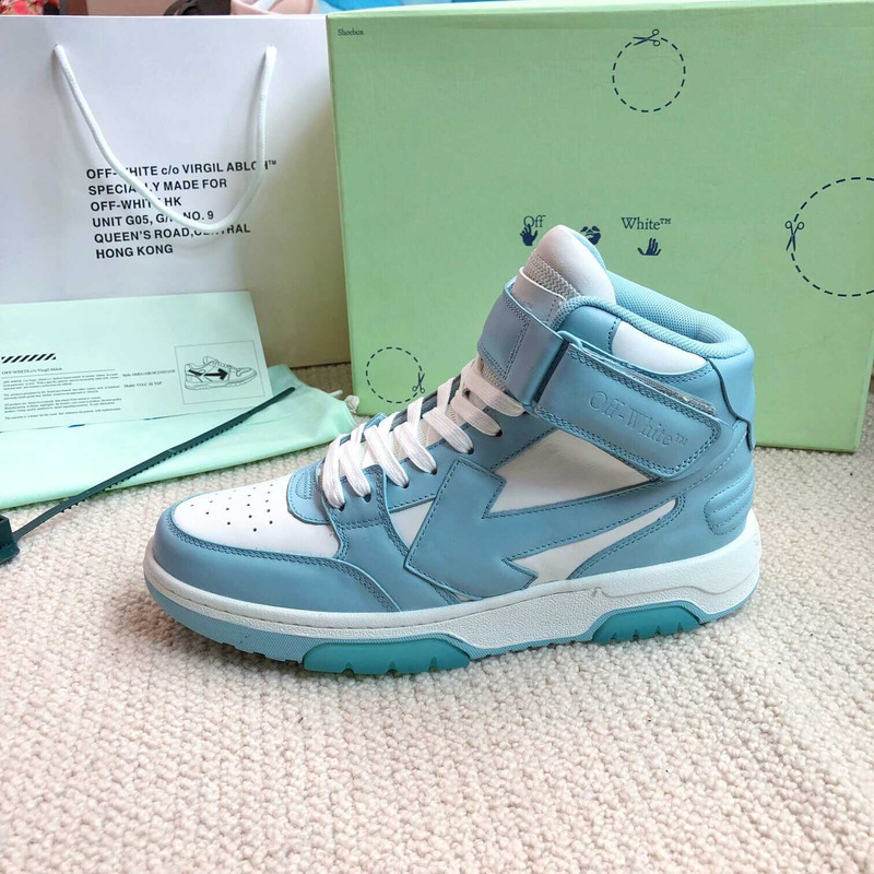 Off White Ooo Sartorial Stitching Mid-top Sneakers Blue