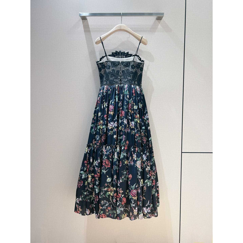 D*or lace and flower dress black