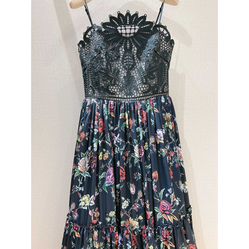 D*or lace and flower dress black