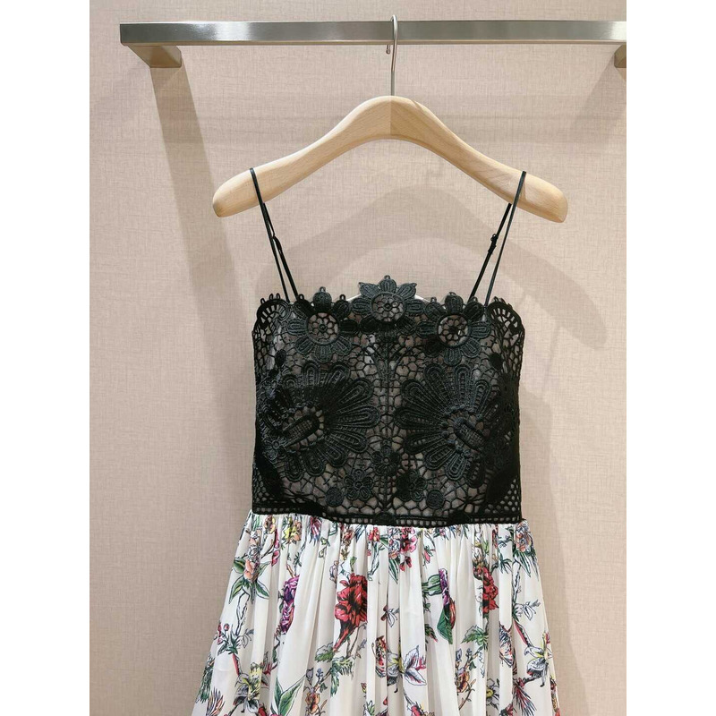 D*or lace and flower dress black and white