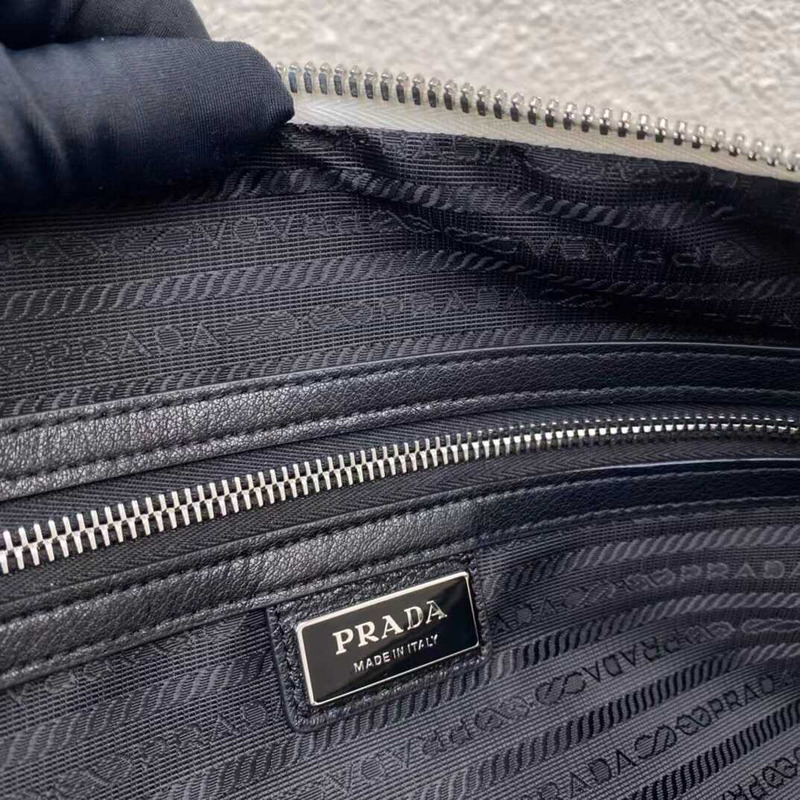 Pra*a pre-owned triangle logo embossed shoulder bag white