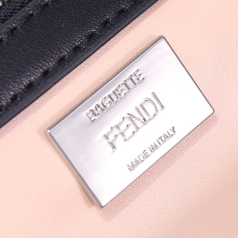 F**di baguette bag nappa leather with stitched ff pattern black