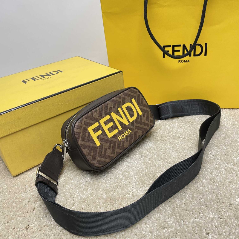 F**di  messenger bag men brown and yellow